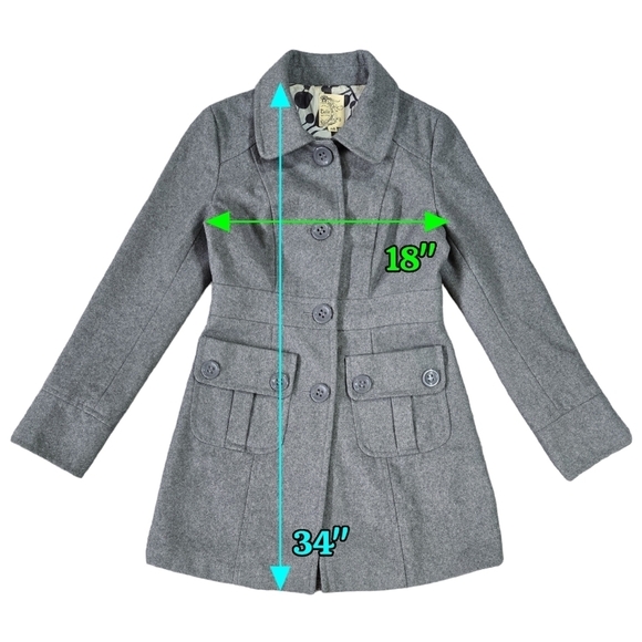 Tulle Anthropologie Gray Wool Blend Peacoat Pockets Classic Preppy Academia - Picture 3 of 15